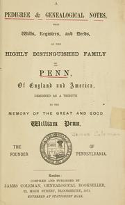 Cover of: A pedigree & genealogical notes by James M. Coleman, Coleman, James M.