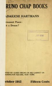 Cover of: Permanent peace by Hartmann, Sadakichi