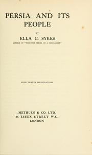 Cover of: Persia and its people | Ella Constance Sykes
