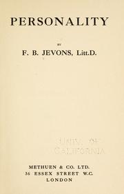 Cover of: Personality by by F.B. Jevons.