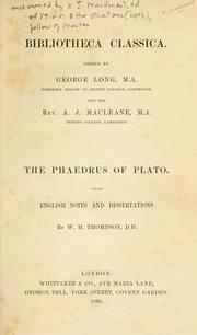 Cover of: The Phaedrus of Plato.