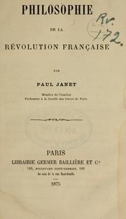 Cover of: Philosophie de la Révolution française.