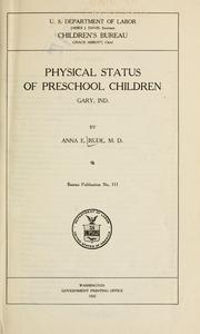 Cover of: Physical status of preschool children, Gary, Ind.