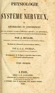 Cover of: Physiologie du système nerveux by Joh Müller