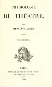 Cover of: Physiologie du théâtre.