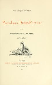 Cover of: Pierre-Louis Dubus-Pr©ville de la Com©die-fran©aise (1721-1799)