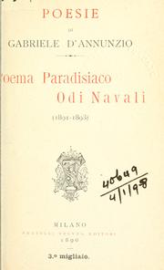 Cover of: Poema paradisiaco.: Odi navaili, 1891-1893.