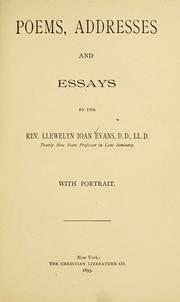 Cover of: Poems, addresses and essays