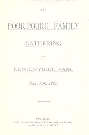 Cover of: The Poor-Poore family gathering. | 