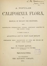 Cover of: A popular California flora, or, Manual of botany for beginners by Volney Rattan