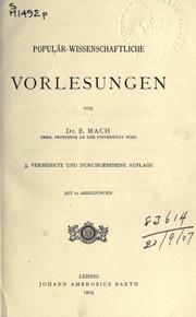 Cover of: Populär-wissenschaftliche Vorlesungen. by Ernst Mach