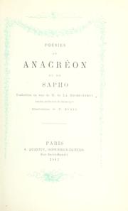 Cover of: Poésies de Anacréon et de Sapho.: Traduction en vers de M. de La Roche-Aymon.  Illus. de P. Avril.