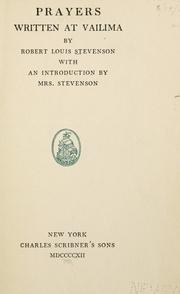 Cover of: Prayers written at Vailima by Robert Louis Stevenson