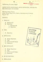 Preliminary summary report: United States bicentennial world exposition, Boston 1976, new community for Boston by Boston Redevelopment Authority