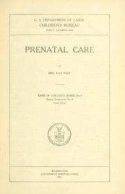 Cover of: Prenatal care by United States. Children's Bureau.