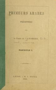 Cover of: Primeurs arabes. by Carlo Landberg