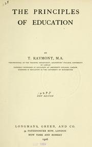 Cover of The principles of education by T. Raymont