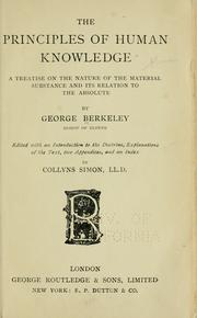 Cover of: The principles of human knowledge: a treatise on the nature of material substance and its relation to the absolute
