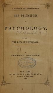 Cover of: The principles of psychology. | Herbert Spencer