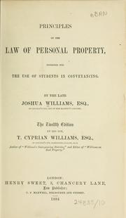 Cover of: Principles of the law of personal property | Joshua Williams