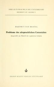 Cover of: Probleme des altsprachlichen Unterrichts by Hartmut von Hentig