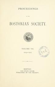 Cover of: Proceedings of the Bostonian Society, annual meeting.