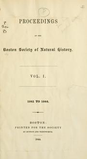 Cover of: Proceedings of the Boston Society of Natural History. by Boston Society of Natural History