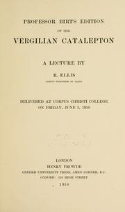 Cover of: Professor Birt's edition of the Vergilian Catalepton