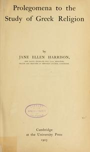 Cover of: Prolegomena to the study of Greek religion by Jane Ellen Harrison