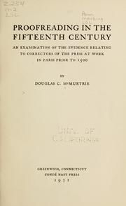 Cover of: Proofreading in the fifteenth century by Douglas C. McMurtrie