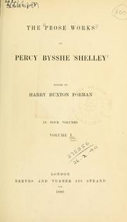 Cover of: Prose works. by Percy Bysshe Shelley
