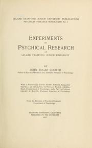 Cover of: Psychical research monograph, no. 1.