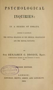 Cover of: Psychological inquiries by Brodie, Benjamin Sir