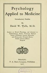 Cover of: Psychology applied to medicine: introductory studies