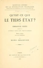 Cover of: Qu'est-ce que Tiers état? by Sieyès, Emmanuel Joseph comte