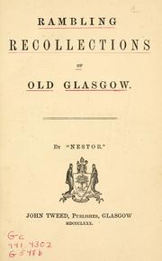 Rambling recollections of old Glasgow by Hugh Barclay