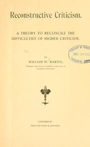 Cover of: Reconstructive criticism | William Wallace Martin