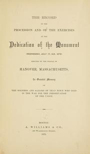 Cover of: record of the procession and of the exercises at the dedication of the monument (Wednesday, July 17 1878)