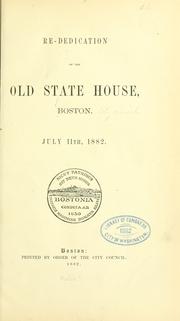 Cover of: Re-dedication of the Old state house, Boston.