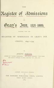 Cover of: The register of admissions to Gray's inn, 1521-1889 by Gray's Inn.