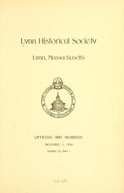 The register of the Lynn historical society, Lynn, Massachusetts by Lynn historical society, Lynn, Mass