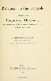 Cover of: Religion in the schools by Hensley Henson