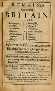 Cover of: Remaines concerning Britain by William Camden
