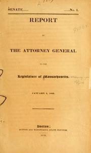 Cover of: Report of the attorney general for the year ending ...