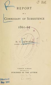 Cover of: Report of a commissary of subsistence, 1861-1865