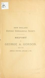 Cover of: Report of George A. Gordon ...