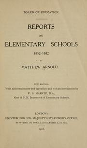 Cover of: Reports on elementary schools 1852-1882