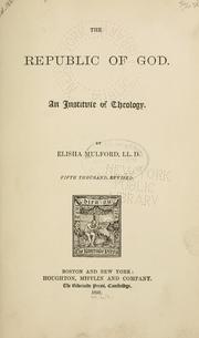 Cover of: The republic of God: an institute of theology