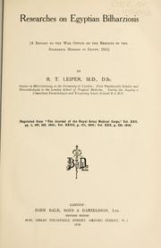 Cover of: Researches on Egyptian bilharziosis by Robert Thomson Leiper