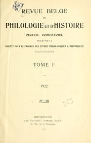 Cover of: Revue belge de philologie et d'histoire. by 